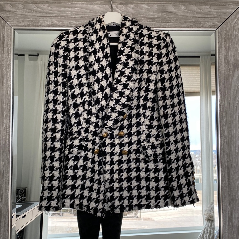 Zara Tweed Houndstooth Blazer XS